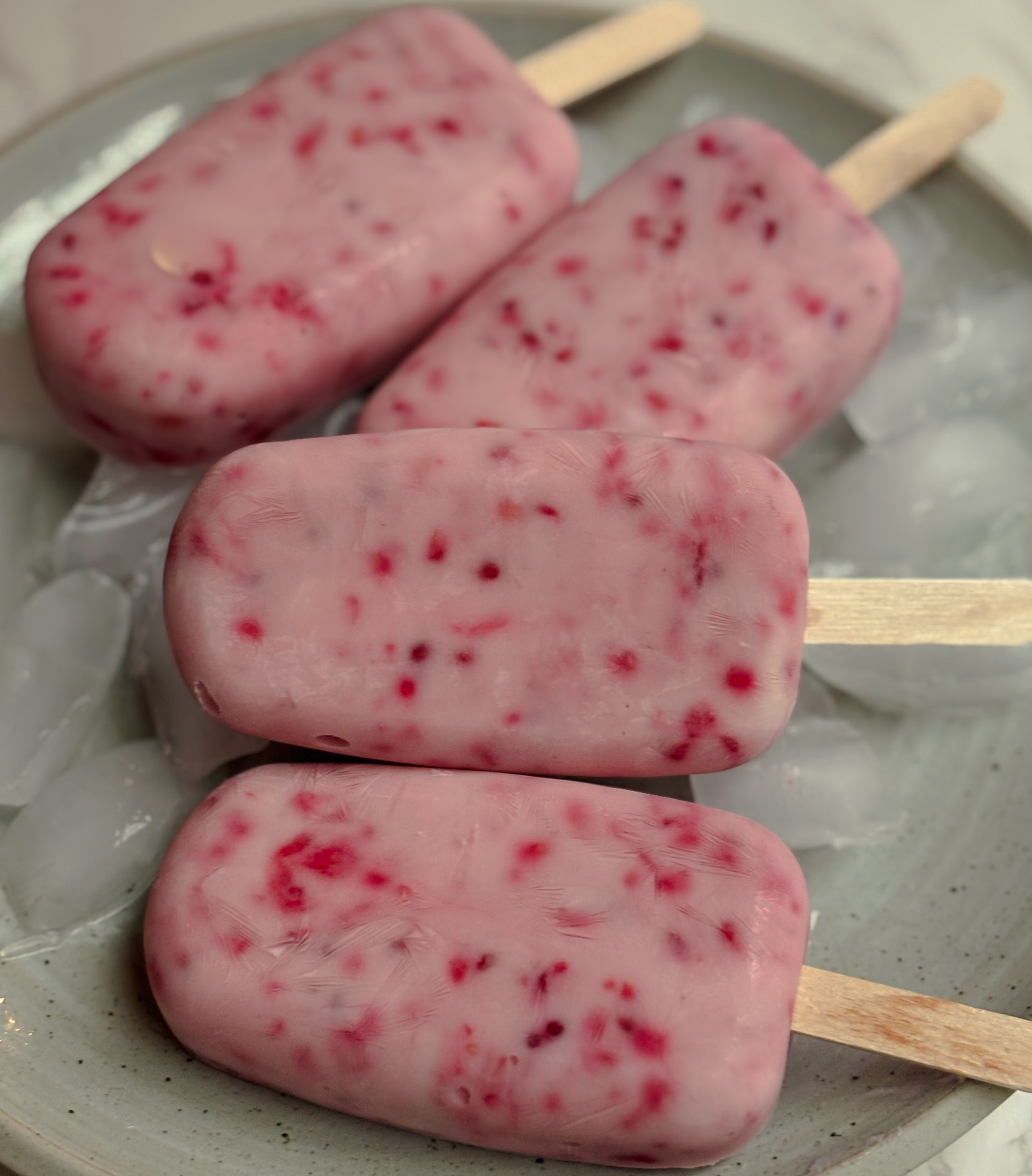 Raspberry Greek Yogurt Popsicles